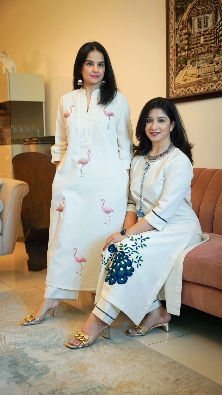Woman in red ethnic outfit